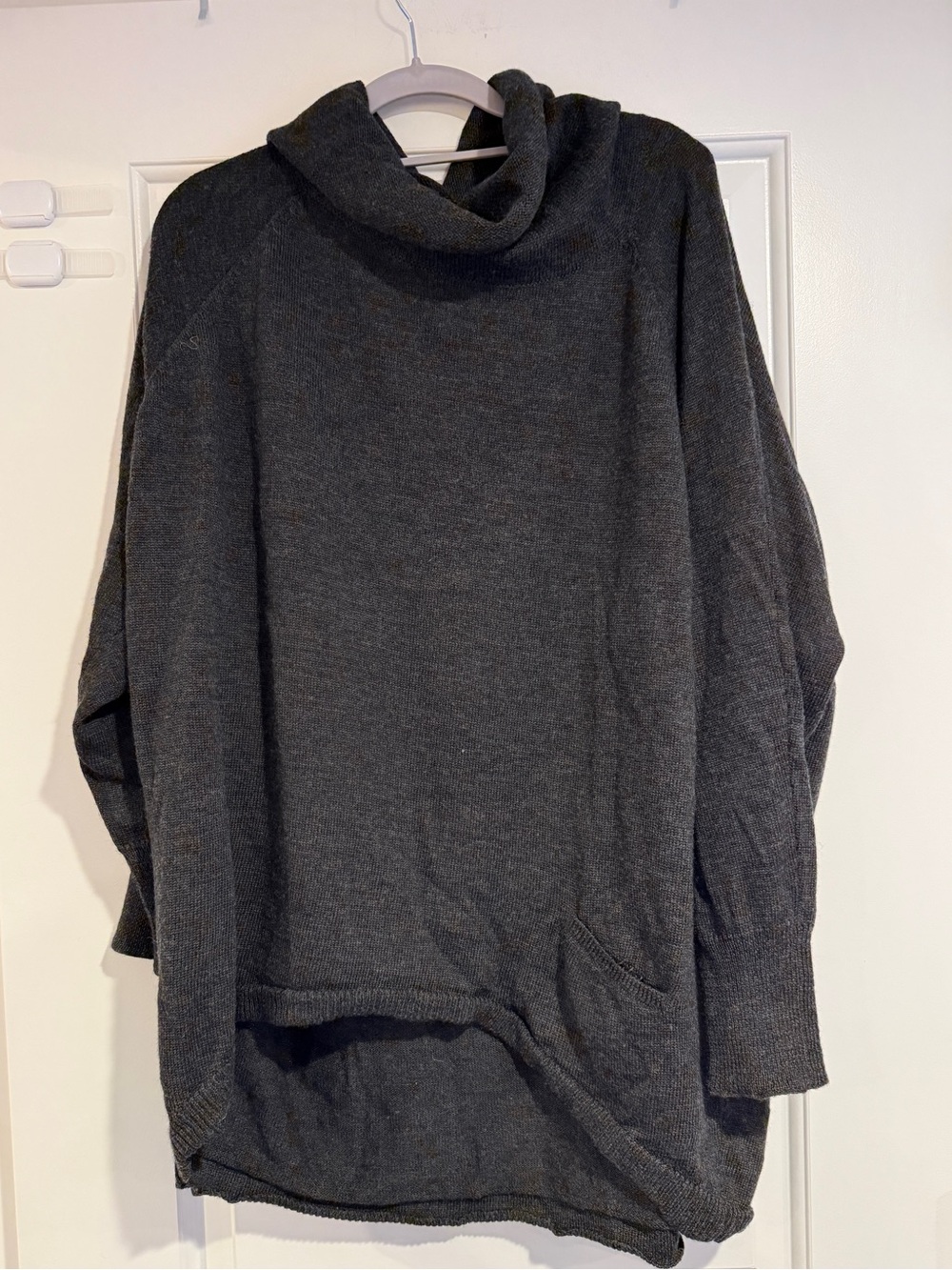 Eileen Fisher Merino Wool Cowl Neck Sweater Gray Women's Size Medium Minimalist